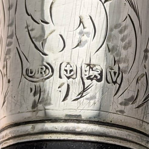 1920 年英國古董男士手杖純銀雕刻圓柄黑軸 91.5 厘米